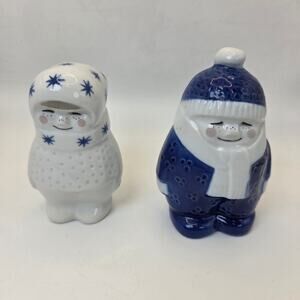 Porsgrund Norway Hand Painted Winter Figures Pair 4.5” Holiday Decor